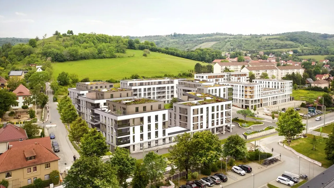Außenansicht: Es wird ein Überblick über die hausInvest Immobilie QB Jena in Jena abgebildet