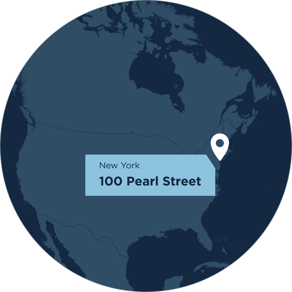 Map von dem Standort der hausInvest Immobilie 100 Pearl Street in New York