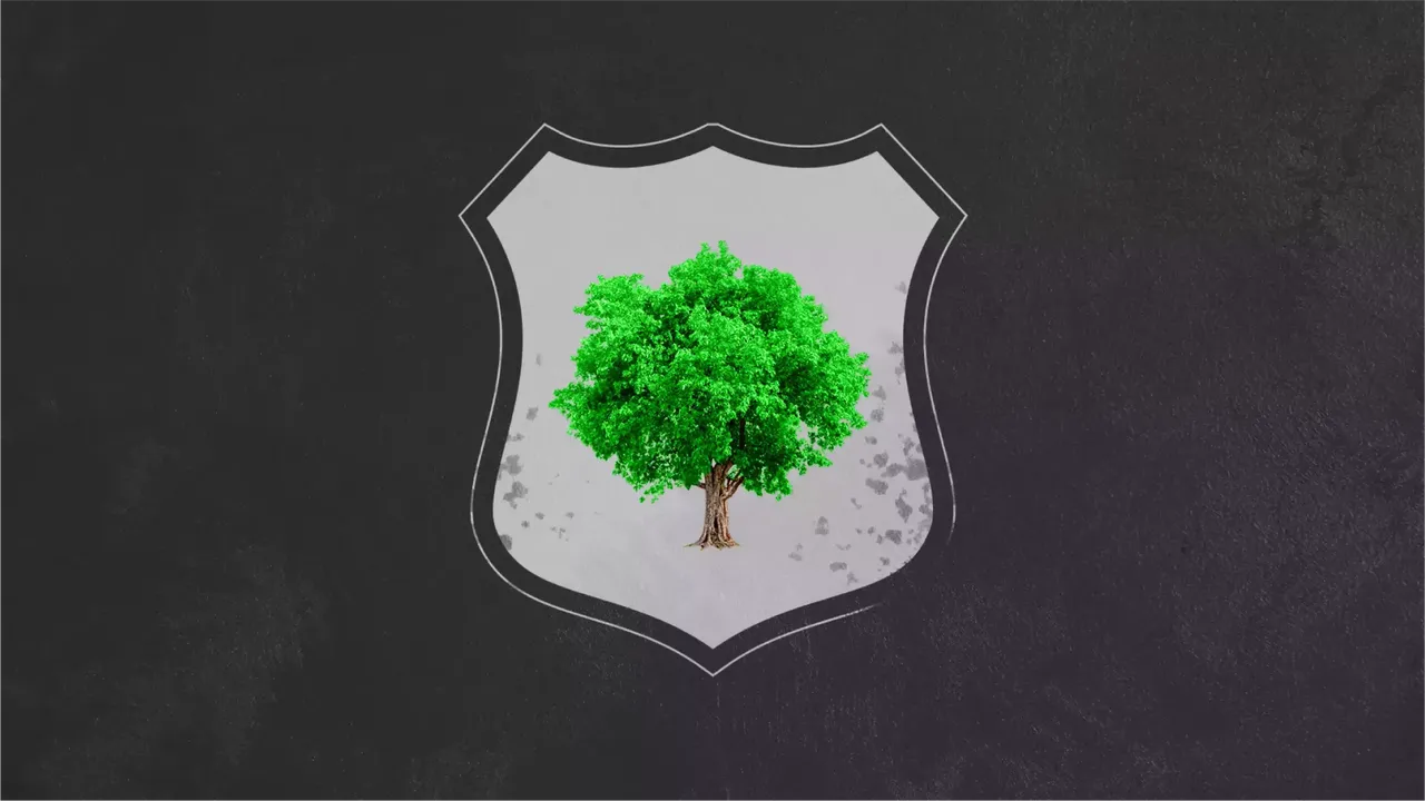 klimaVest: Baum auf Wappen Grafik für Umweltfonds