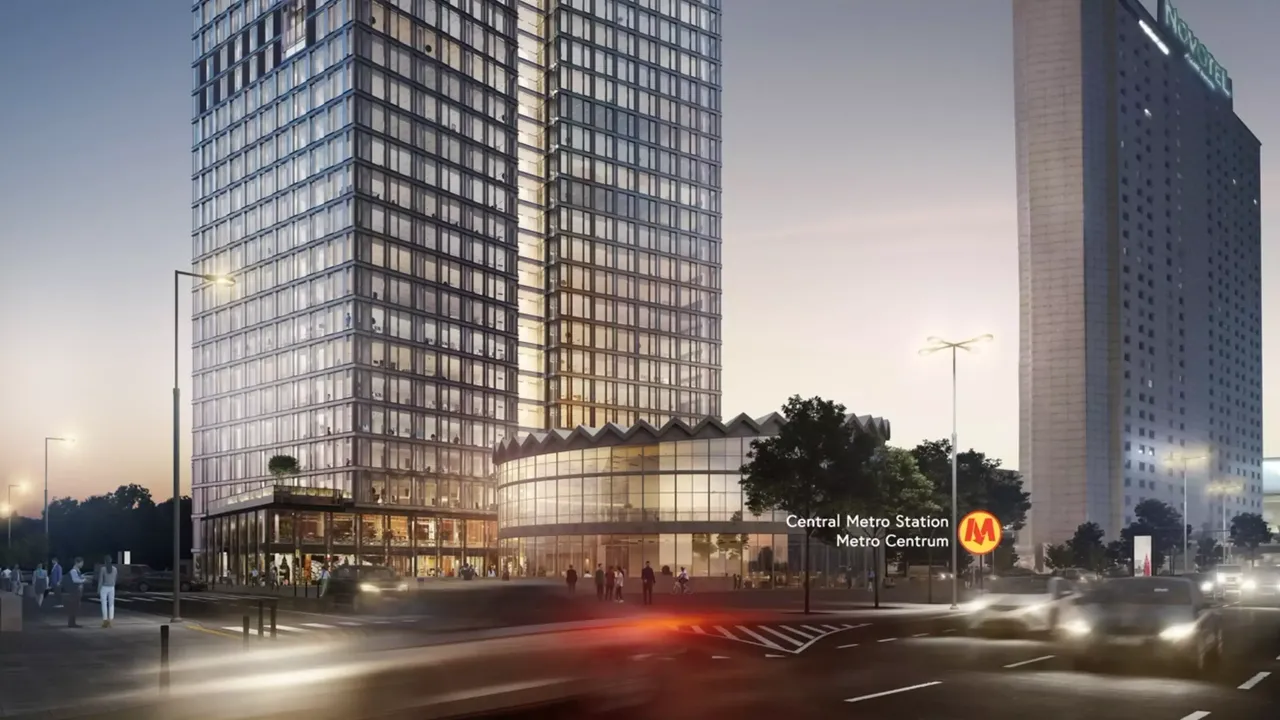 Außenansicht: Es wird die Fassade der hausInvest Immobilie Widok Towers in Warschau abgebildet