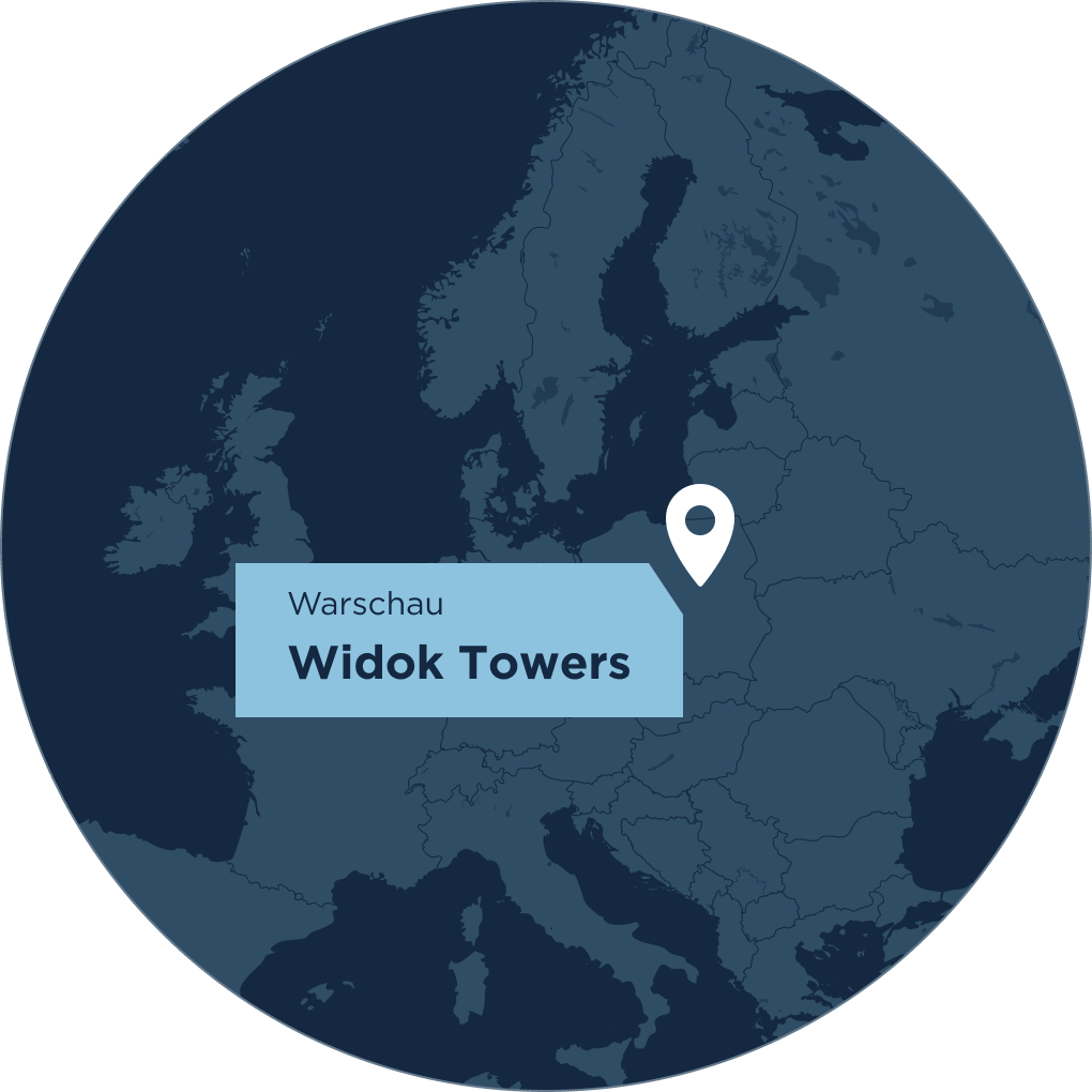 Map von dem Standort der hausInvest Immobilie Widok Towers in Warschau