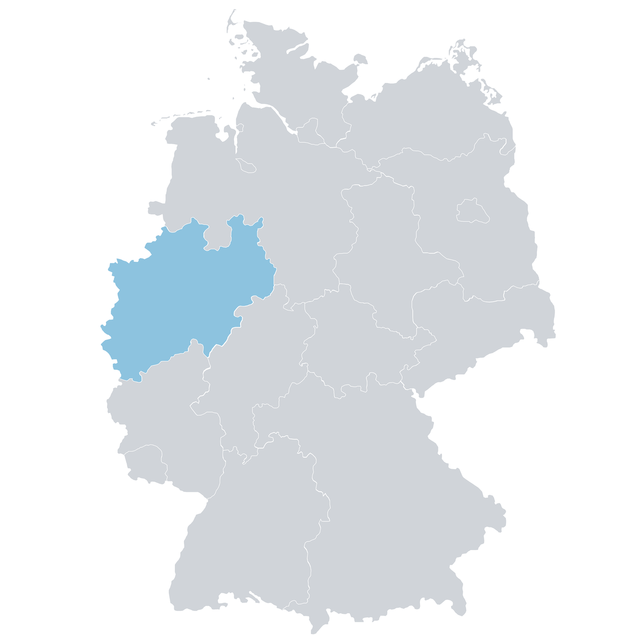 Grafik von der Deutschlandmarte mit der Markierung der Vertriebsregion West