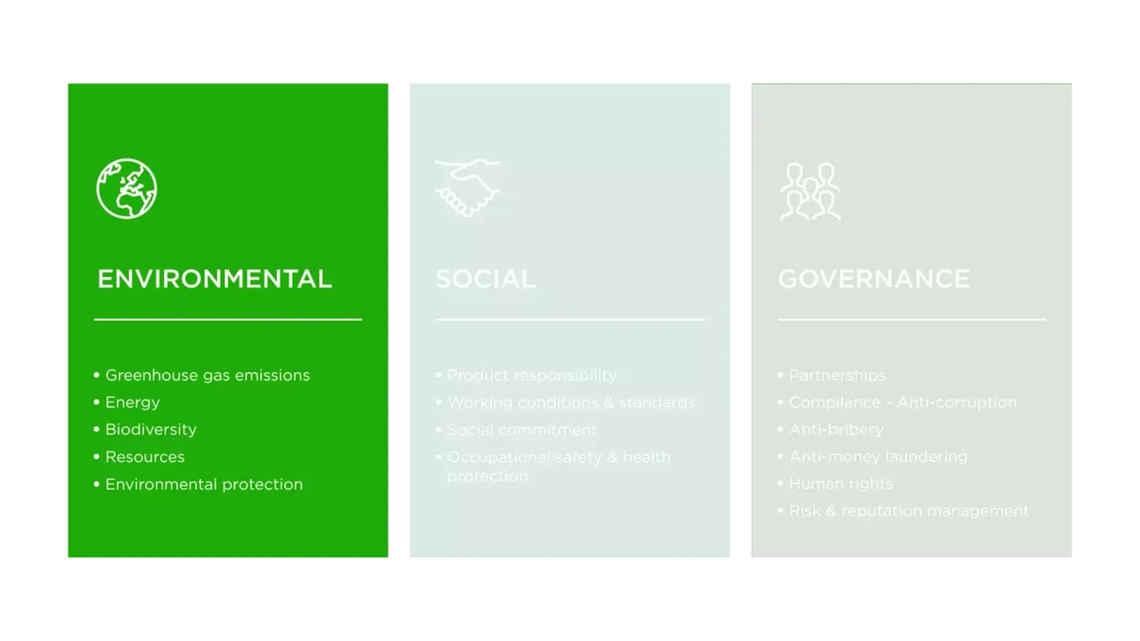 klimaVest: The chart shows the criteria for Environmental of the ESG model.