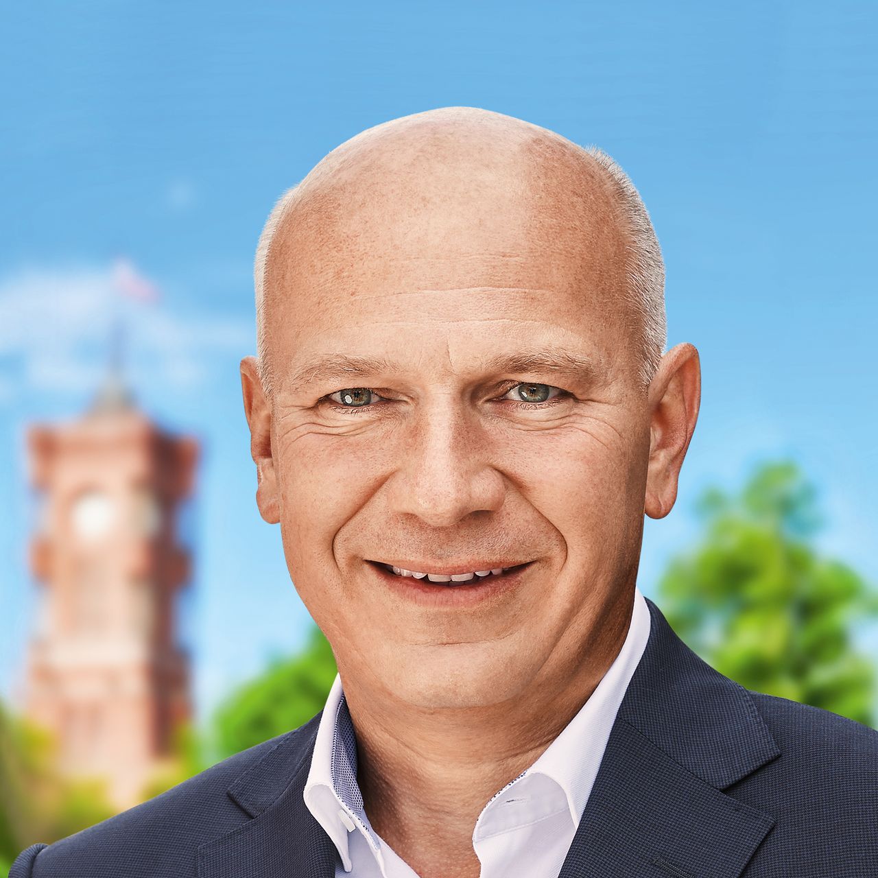 Es wird in einem Portraitbild der Regierende Bürgermeister von Berlin dargestellt.