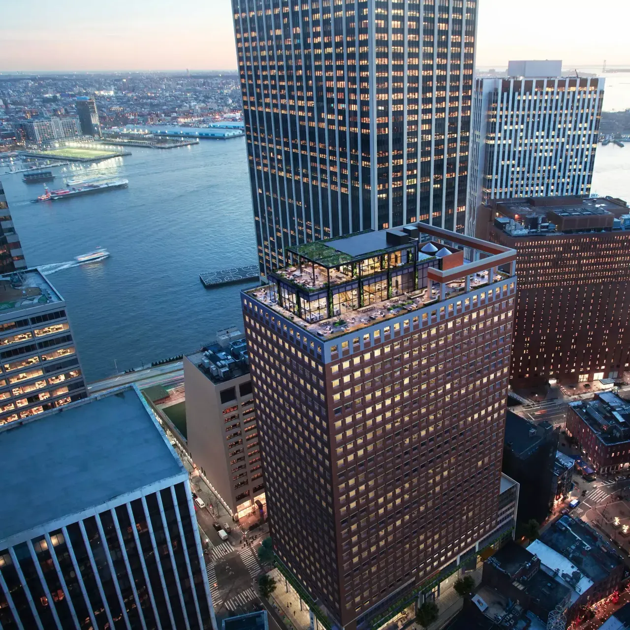 Außenansicht: Es wird die Fassade der hausInvest Immobilie 100 Pearl Street in New York abgebildet