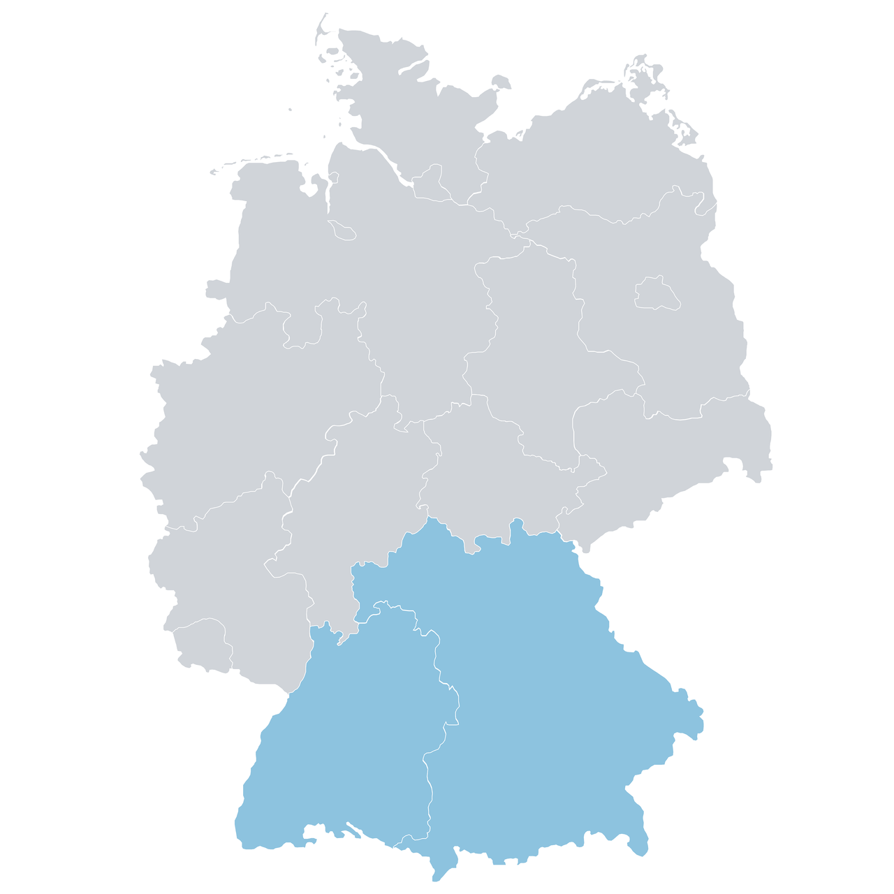 Grafik von der Deutschlandmarte mit der Markierung der Vertriebsregion Süd