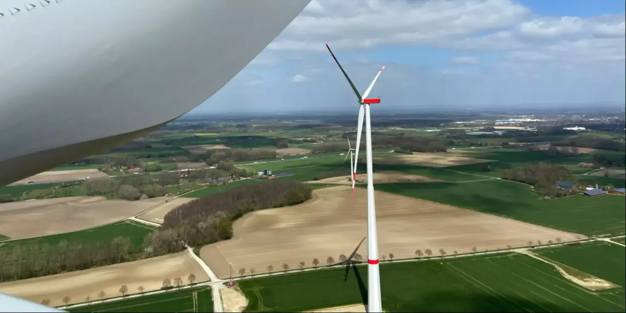 Ansicht des klimaVest-Assets: Windpark Beckum aus der Vogelperspektive.