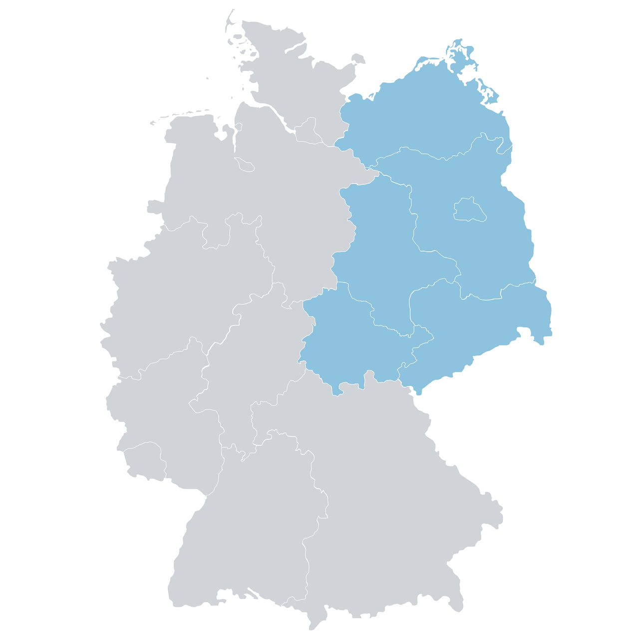 Grafik von der Deutschlandmarte mit der Markierung der Vertriebsregion Ost