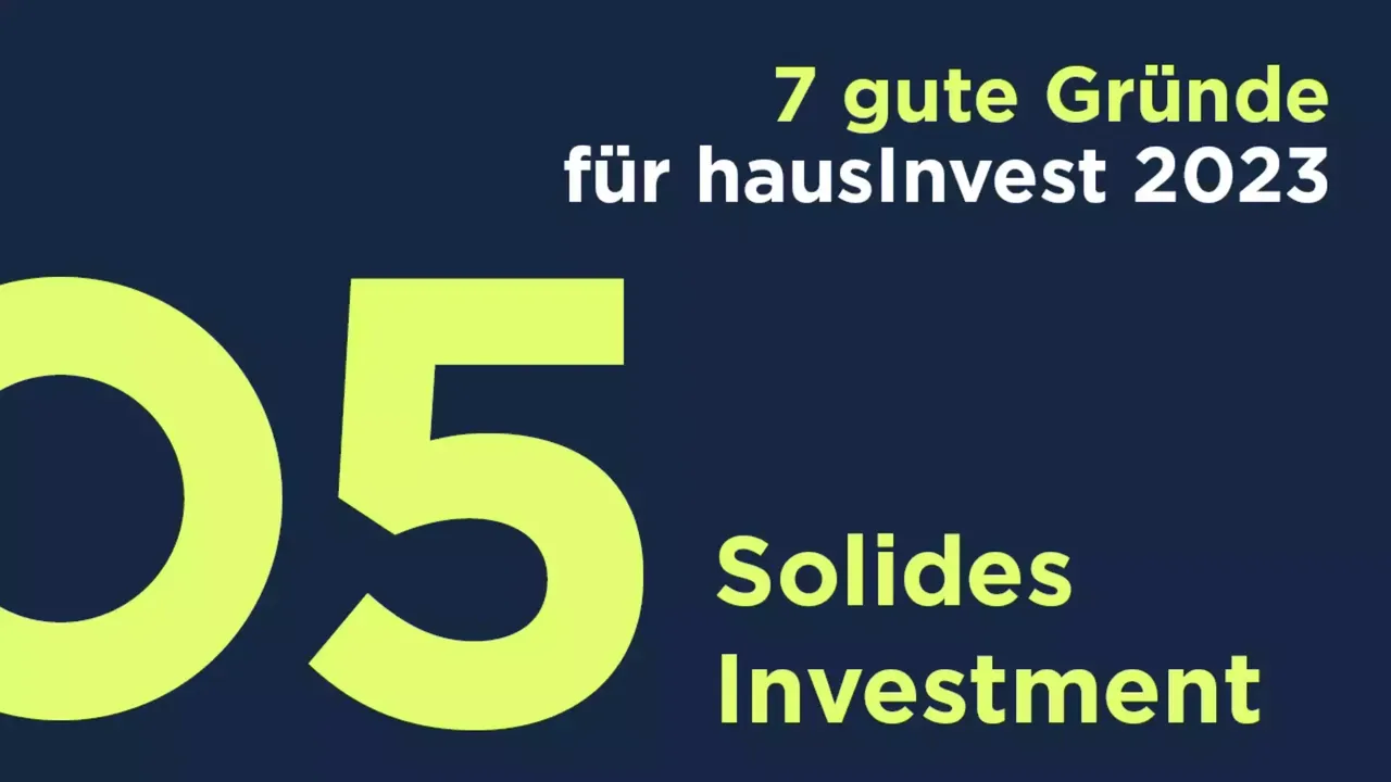 Es werden in einer Grafik die wichtigsten sieben Gründe, die für eine Investition in den Offenen Immobilienfonds hausInvest sprechen, dargestellt.