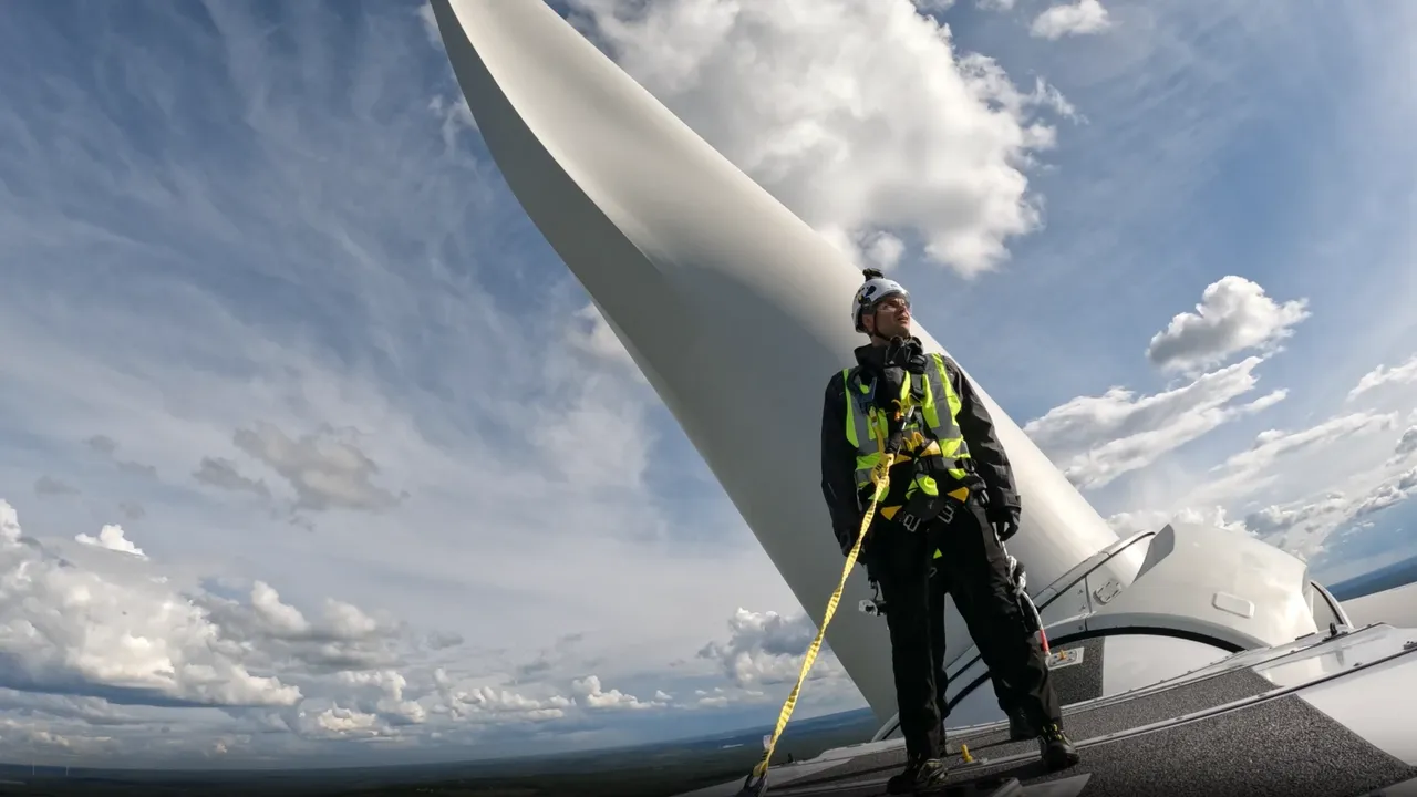 Es wird der finnische Ministerpräsident für Umwelt und Klima auf der Plattform des klimaVest Assets in Lumivaara dargestellt.