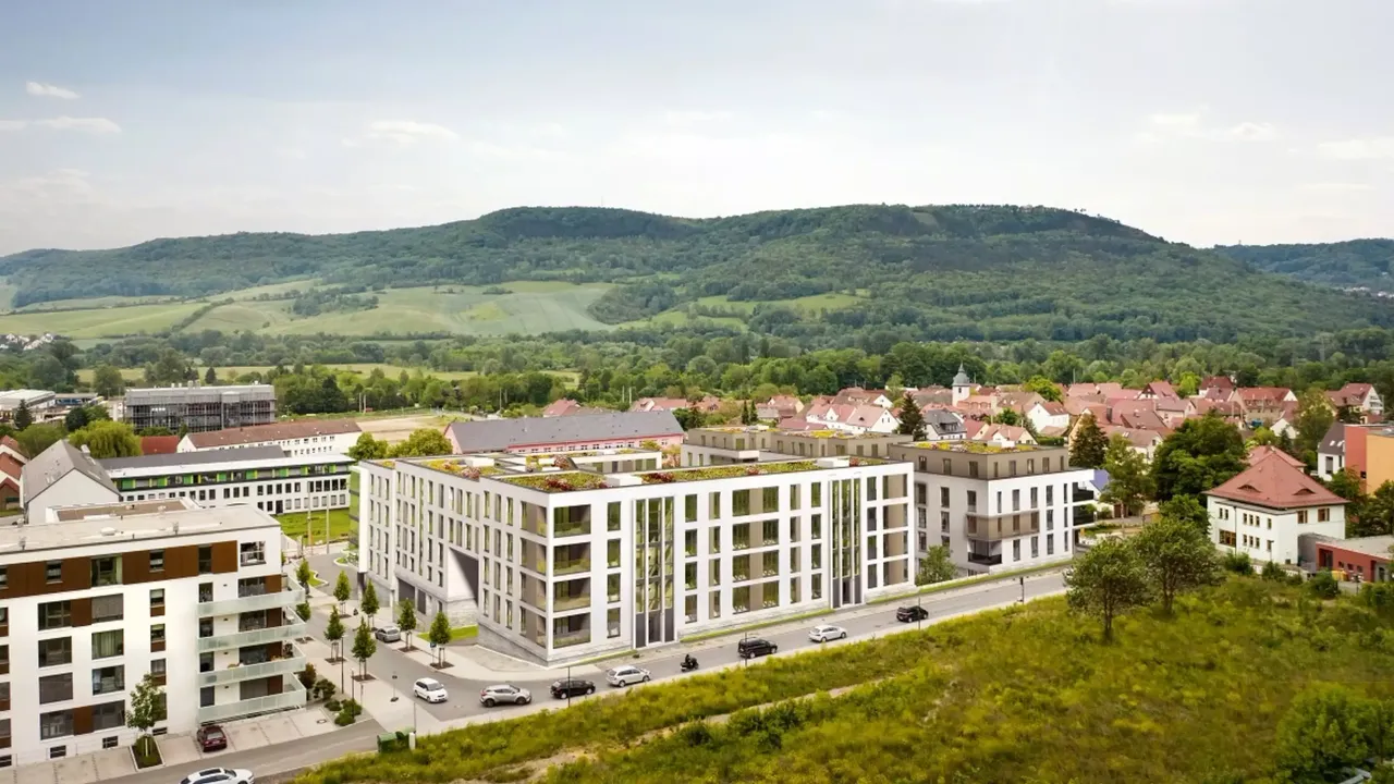 Außenansicht: Es wird ein Überblick über die hausInvest Immobilie QB Jena in Jena abgebildet